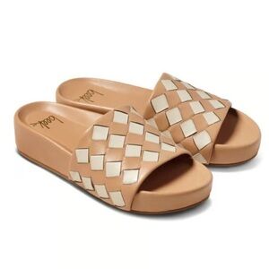 NIB Beek Anthropologie Pelican Woven Beach Eggshell Leather Slide Sandals 9